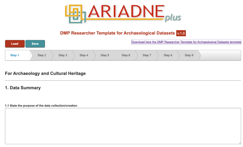 ARIADNE DMP template fro researchers