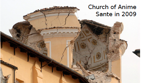 Church of Anime Sante 2009 after L'Aquila earthquake